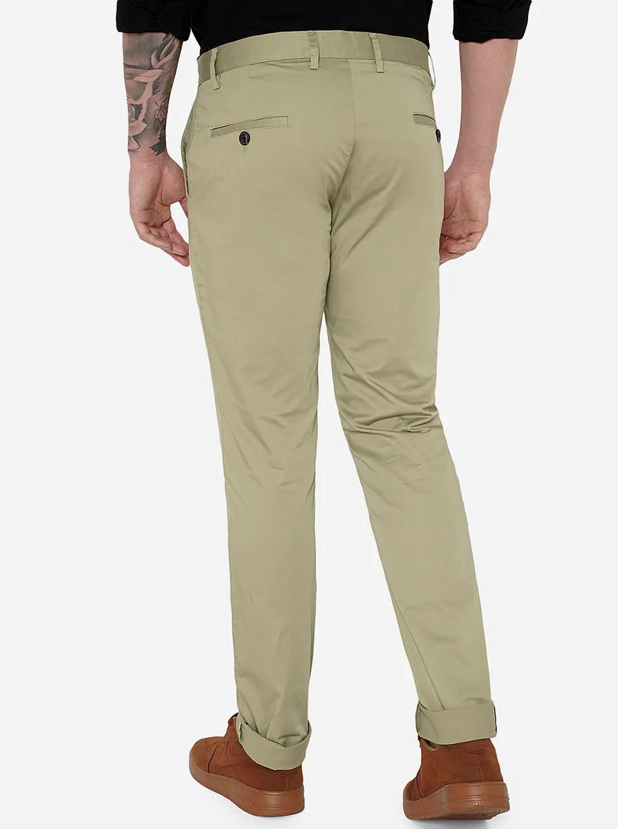 Pista Green Solid Uno Fit Casual Trouser | JadeBlue