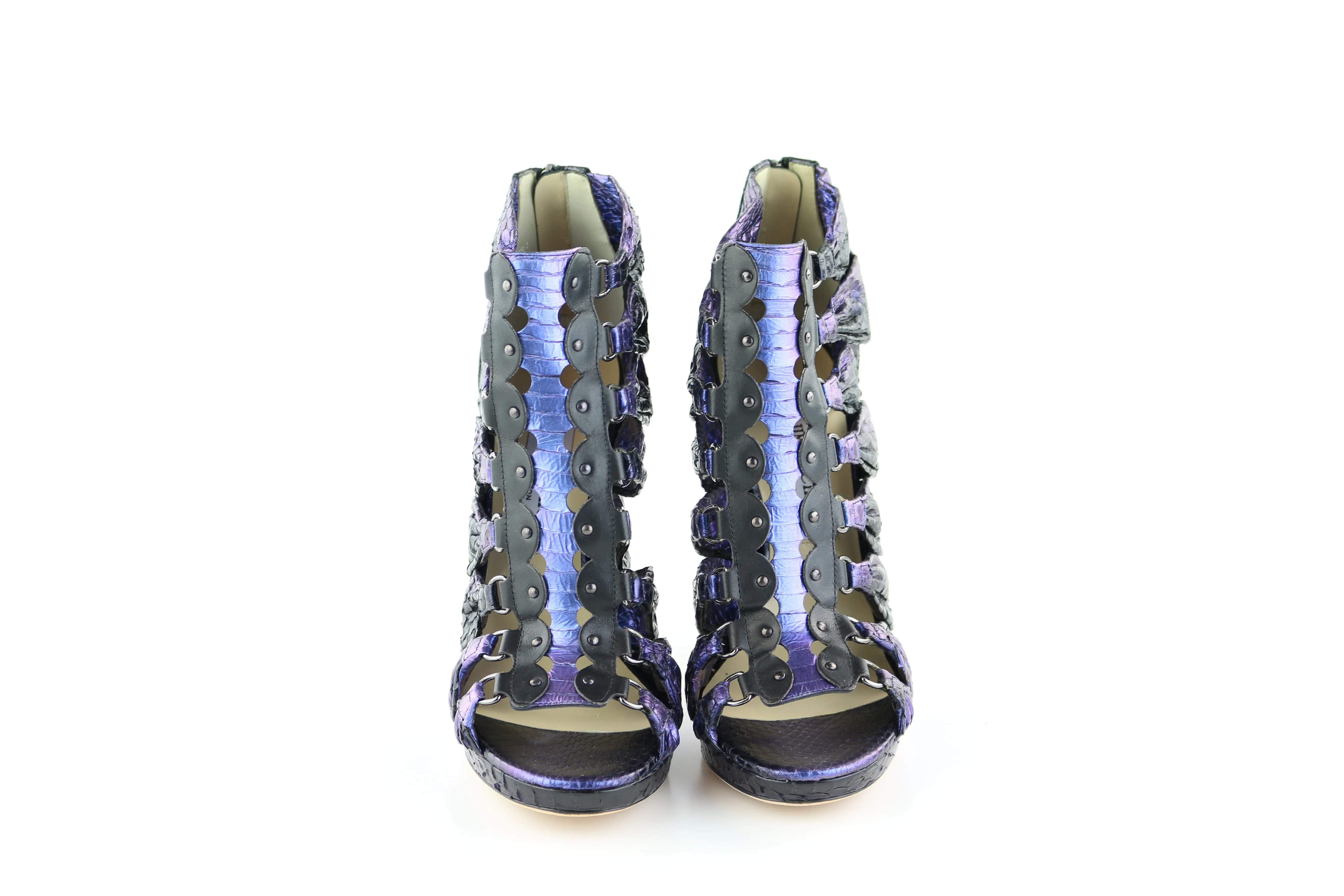 Purple Iridescent Ember Snakeskin Heels