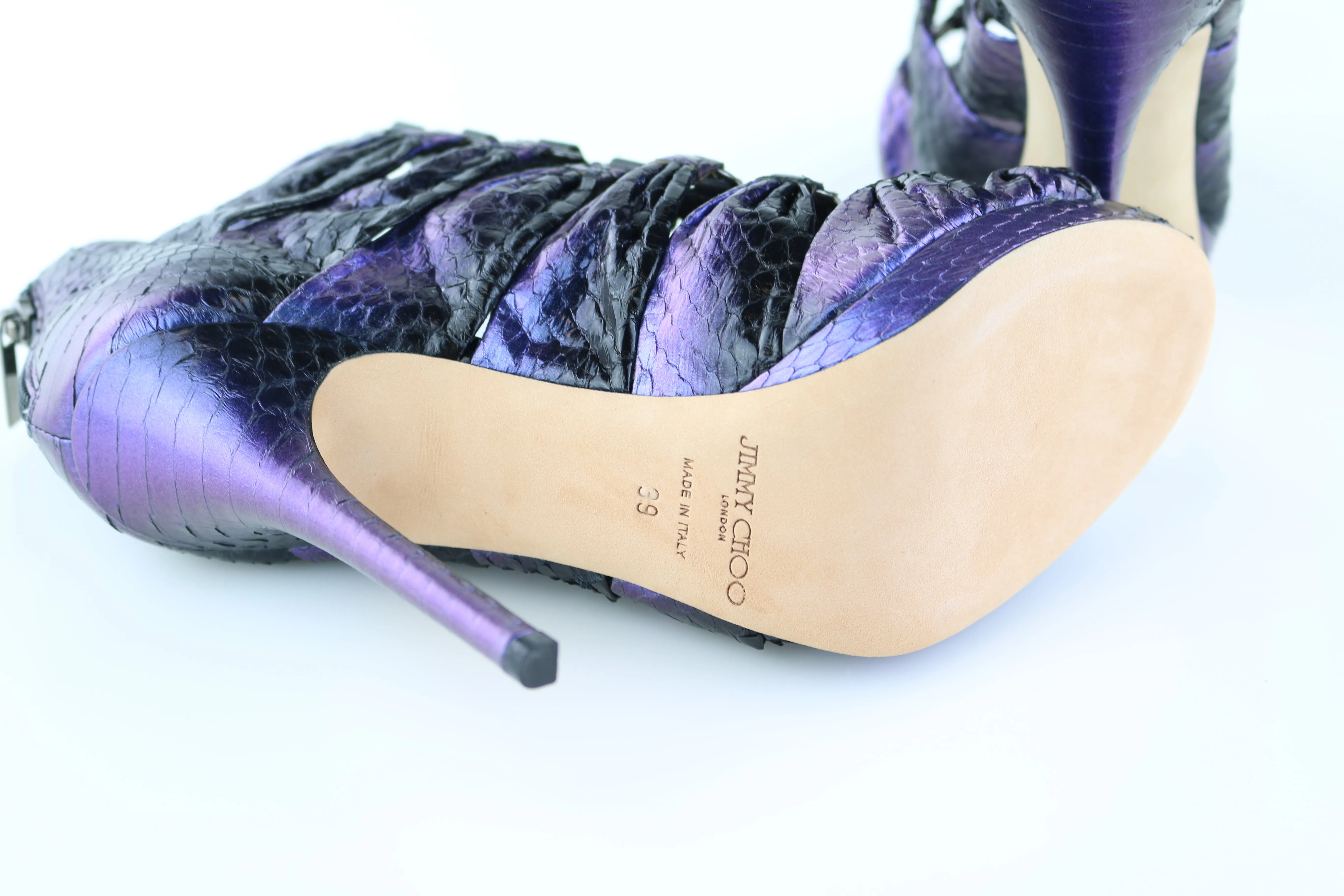 Purple Iridescent Ember Snakeskin Heels