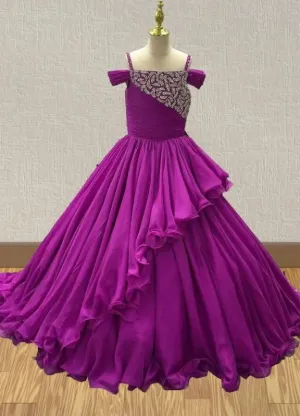 Purple Teen and Miss Glitter Pageant Dresses