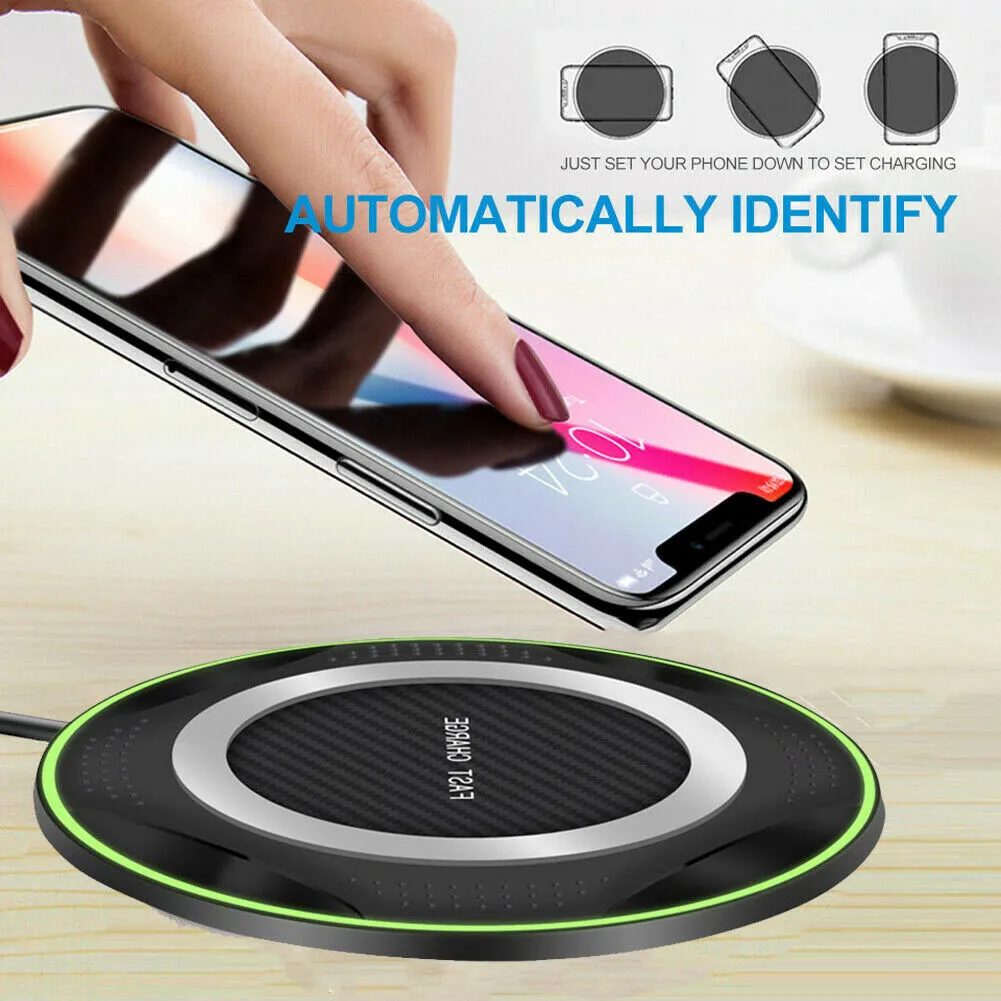 QI 10W Fast Wireless Charger Charging Pad for Huawei P30/Mate 20 Pro Samsung S10 black