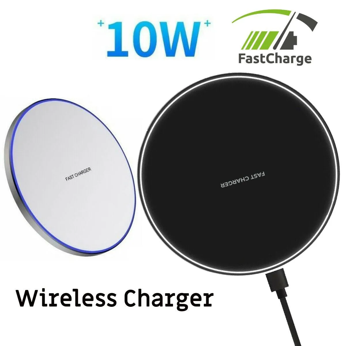 Qi Wireless Charger Fast Charging Pad for iPhone 8 X XS XR Samsung Galaxy S7 S8 S9 S10 white