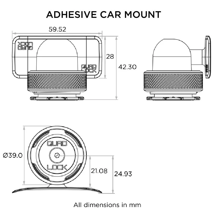 Quad Lock Car - Adhesive Dash/Console Mount
