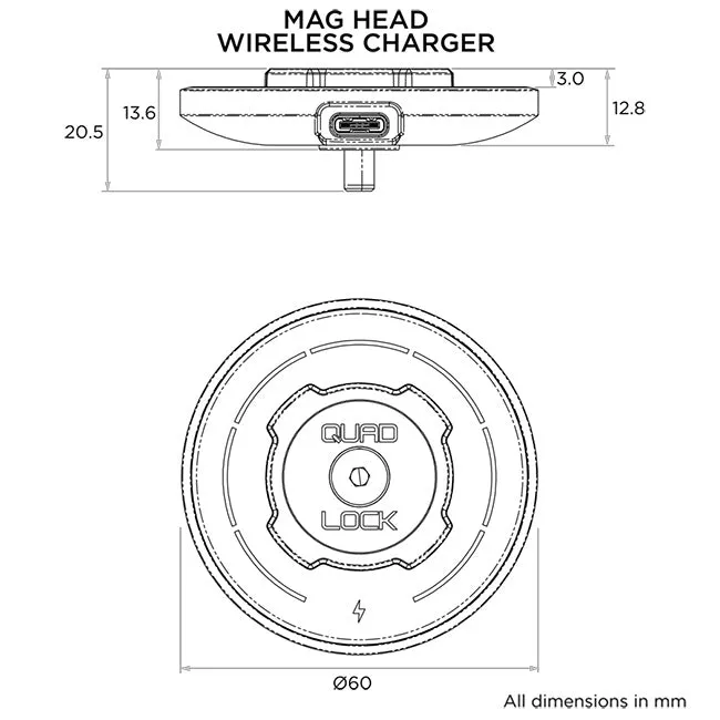 Quad Lock Car/Desk - MAG Wireless Charging Head