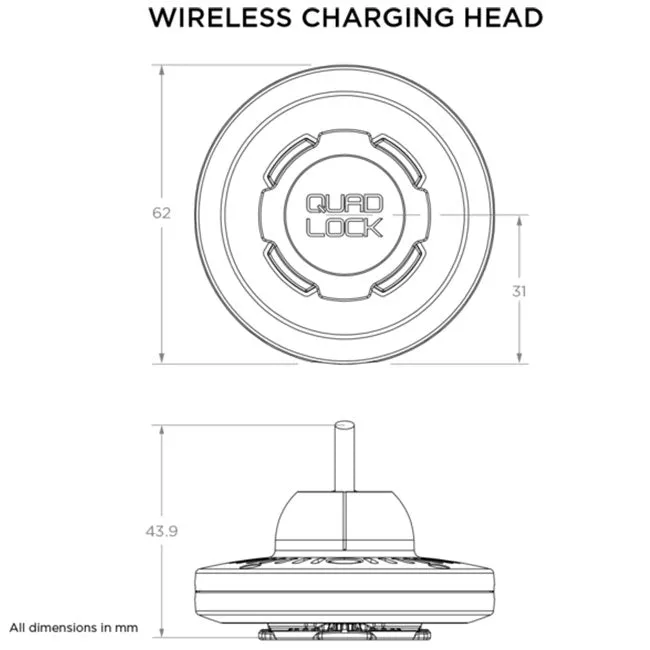Quad Lock Car/Desk - Wireless Charging Head