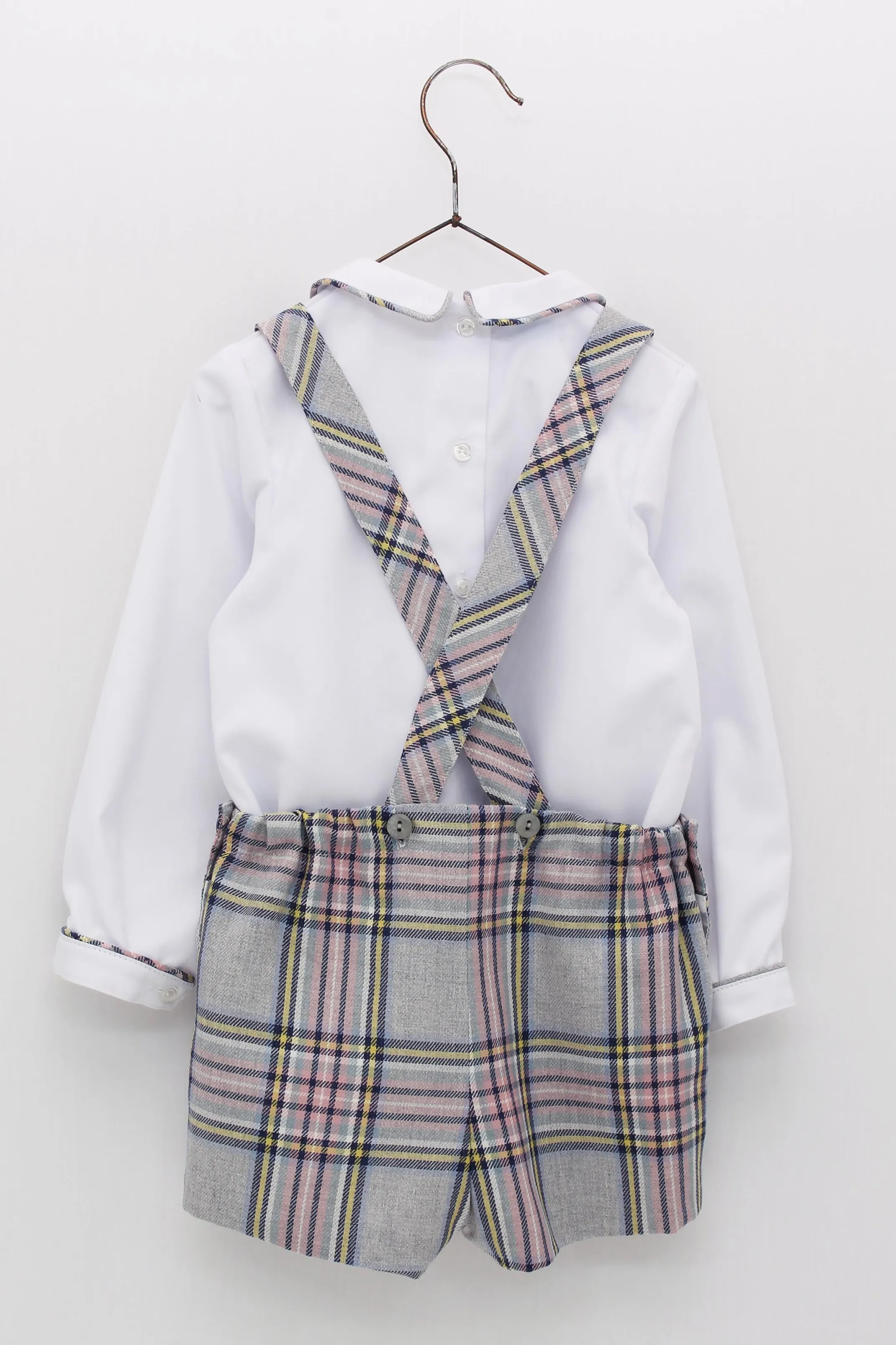 "Johnny" Pink & Grey Tartan Shorts & Shirt