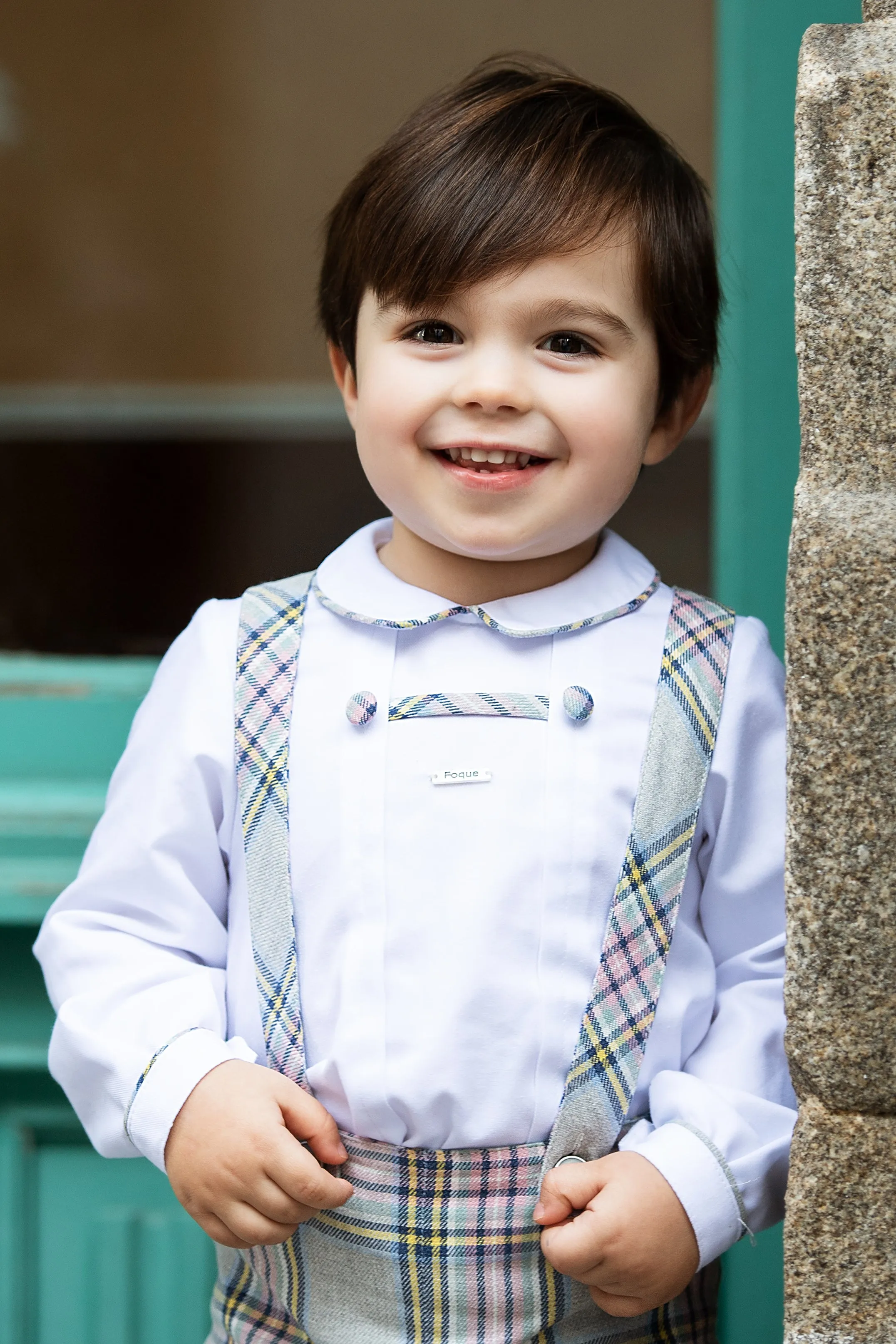 "Johnny" Pink & Grey Tartan Shorts & Shirt