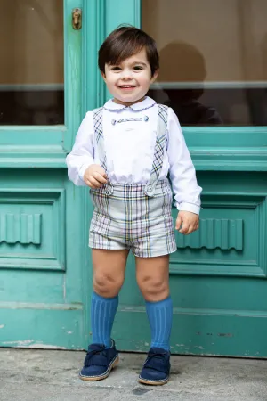 "Johnny" Pink & Grey Tartan Shorts & Shirt