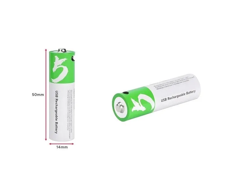 Rechargeable Lithium-Ion AA Batteries (4 Pack) 2400mAh 1.5V USB-C