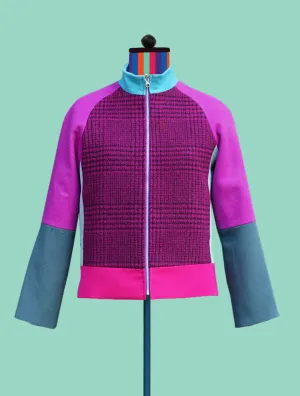 Reversible Bomber Jacket in Wools and Water Resistant Nylon.