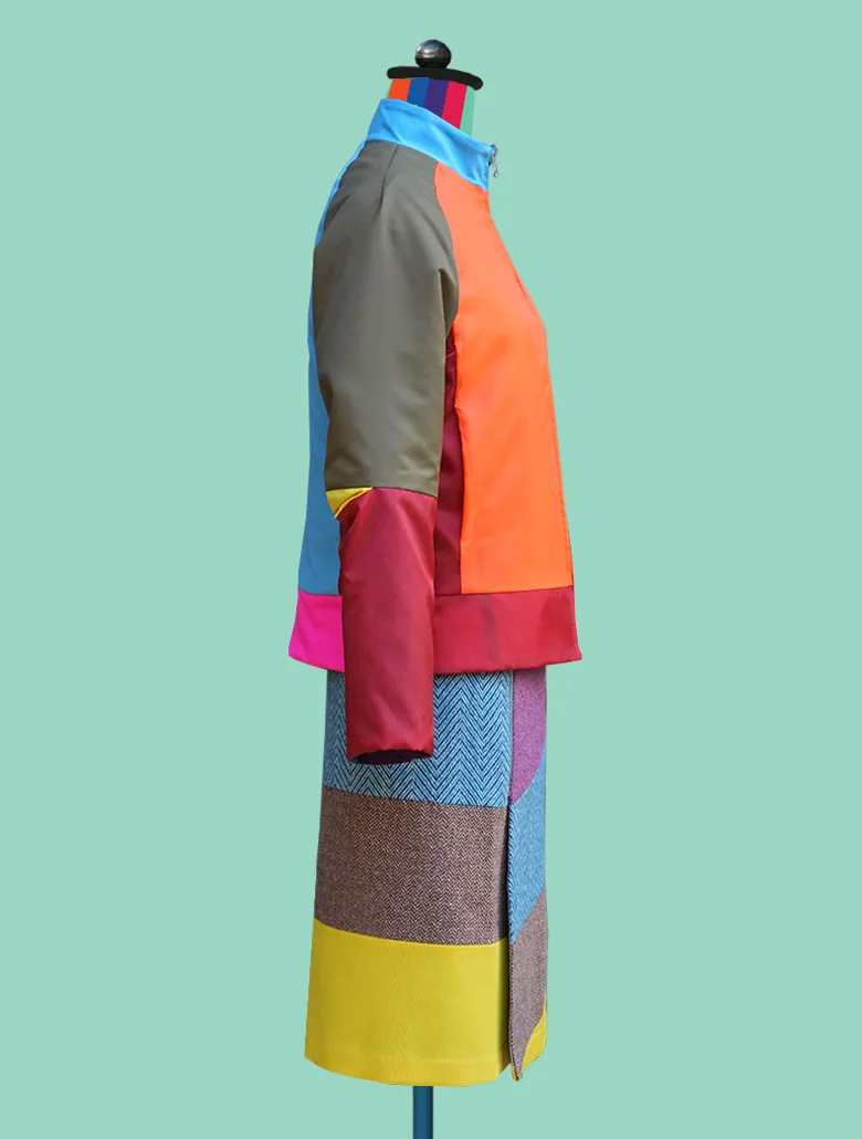 Reversible Bomber Jacket in Wools and Water Resistant Nylon.