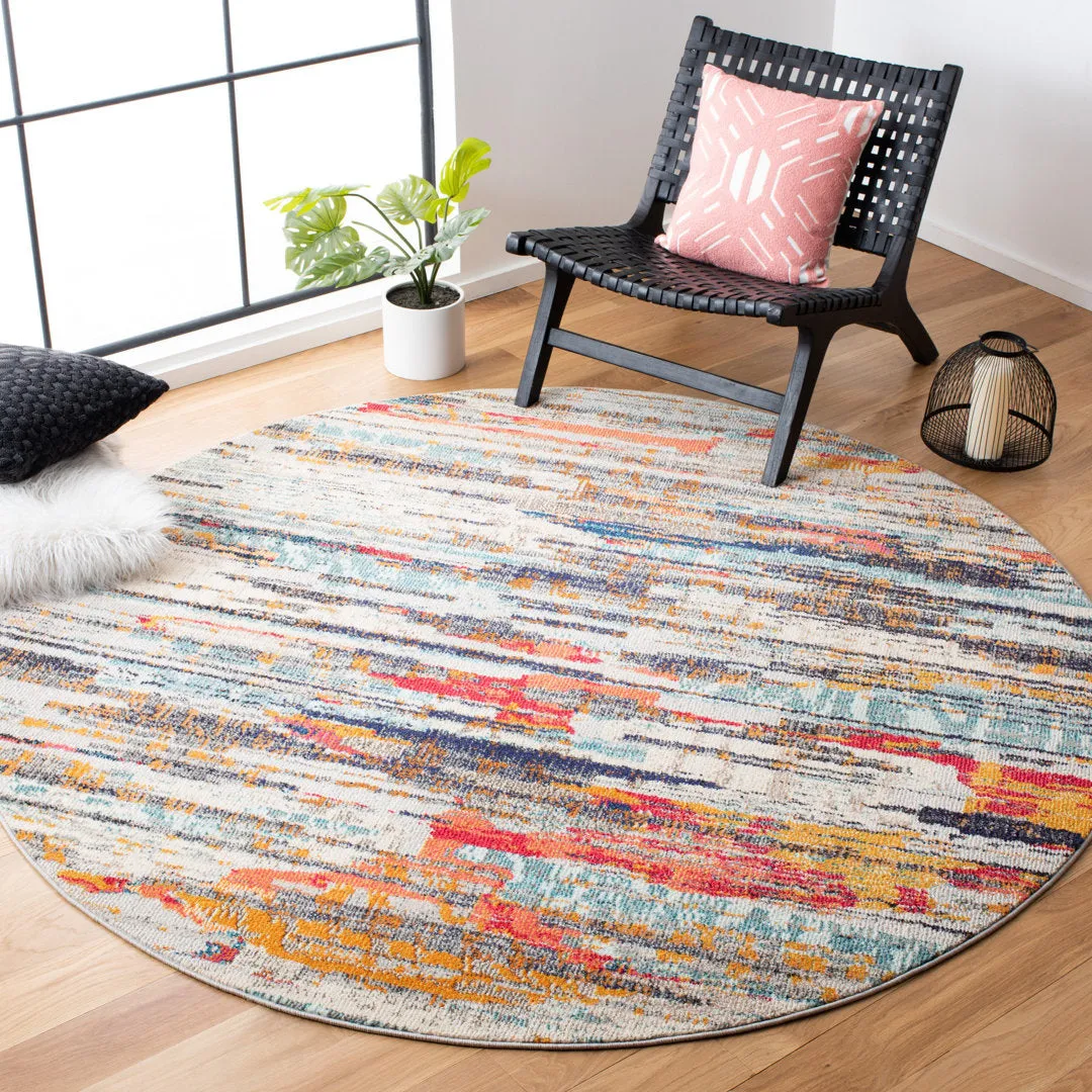 Riccio Abstract Ivory/Multi Area Rug Trent Austin Design® Rug Size: Round 6'7"