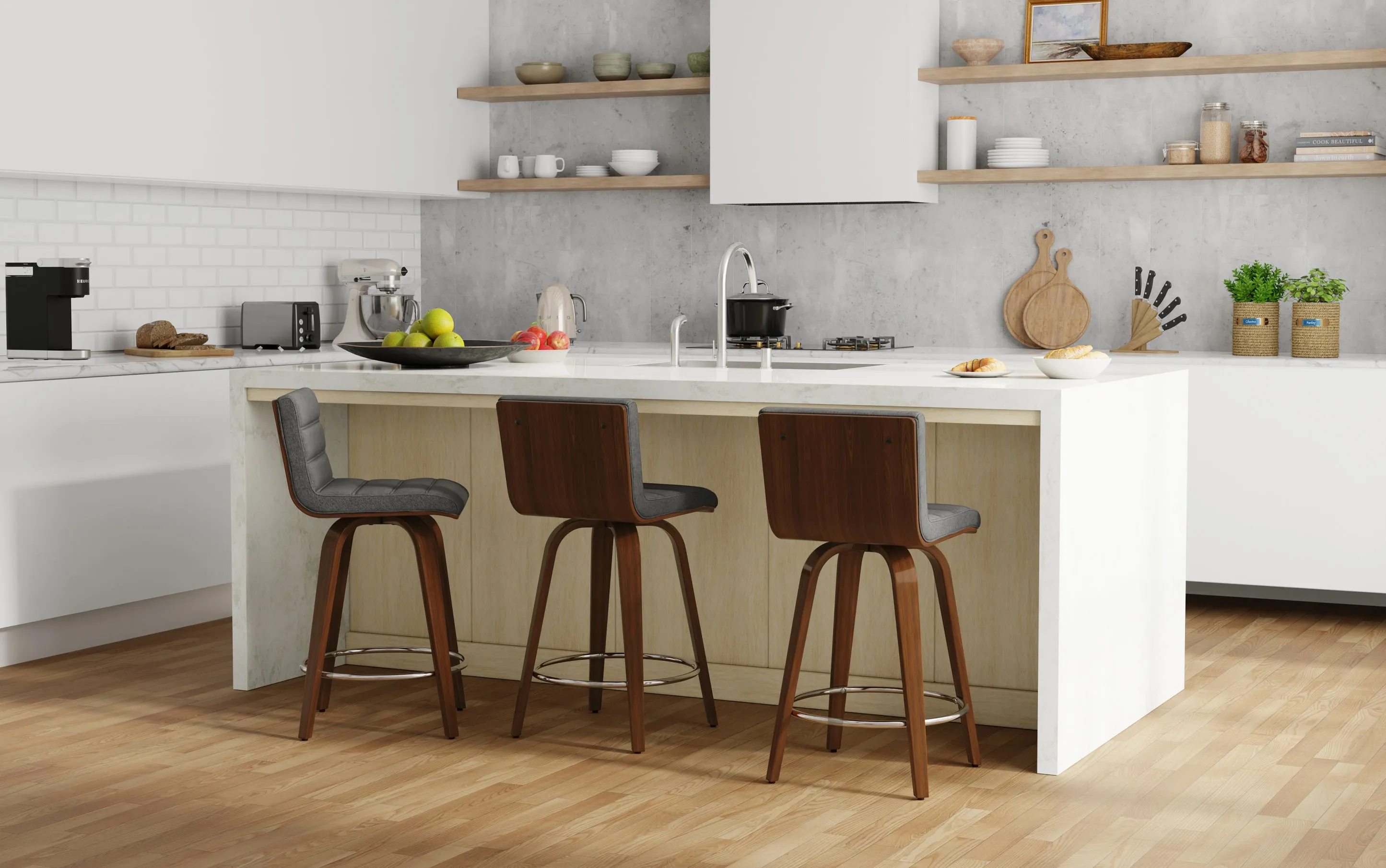 Roland Swivel Counter Height Stool in Linen
