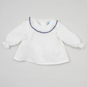 Ruffle Collar Plumeti Dot Shirt