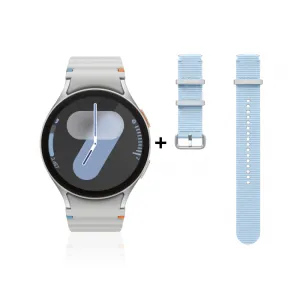 Samsung Galaxy Watch 7 BT 44mm Silver   Blue Athleisure Band