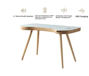San Francisco Smart  Charging Desk Oak/White