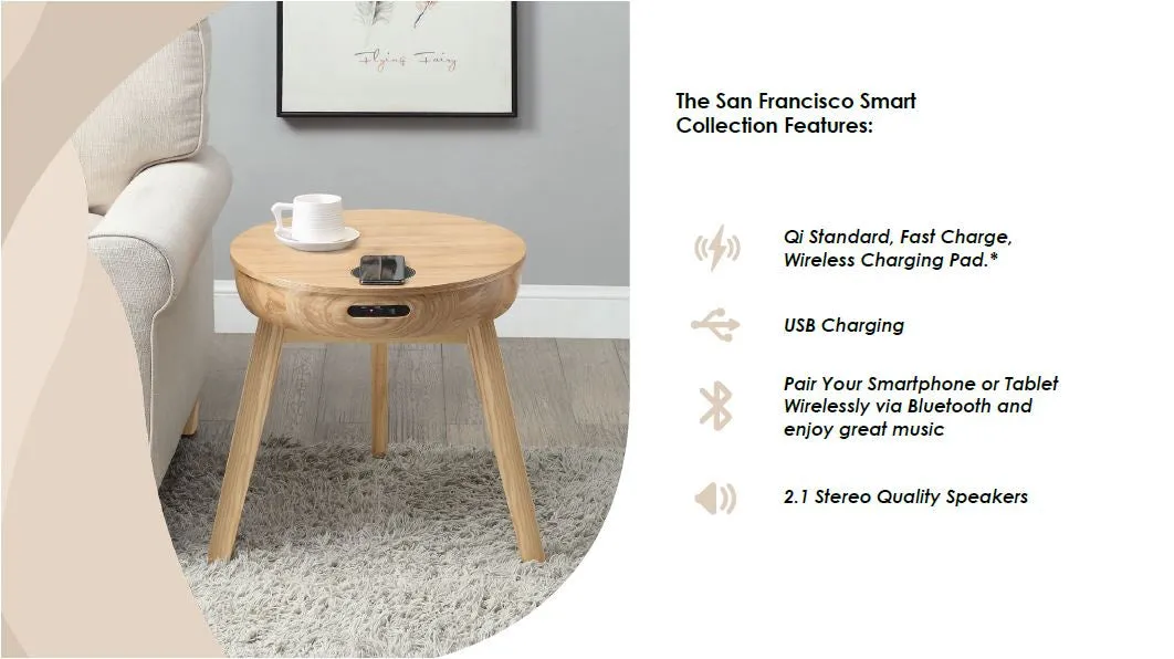 San Francisco Smart Charging Lamp Table Oak