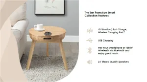 San Francisco Smart Charging Lamp Table Oak