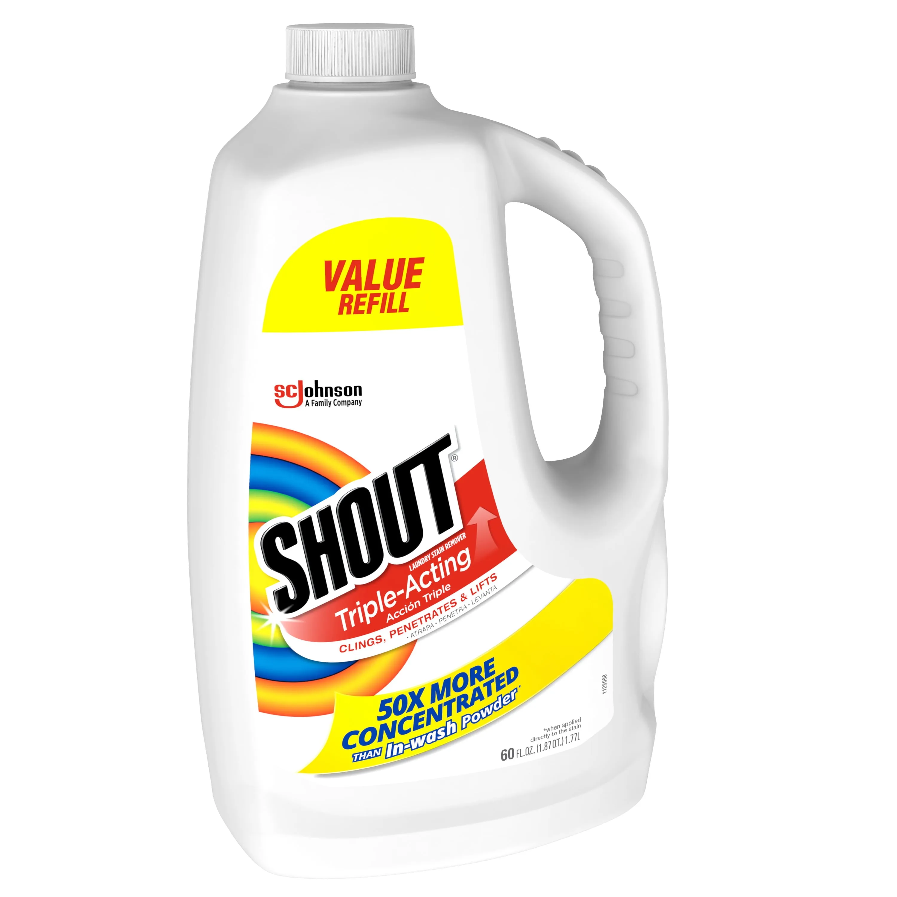 Shout Triple-Acting Refill, Laundry Stain Remover, 60 Ounce