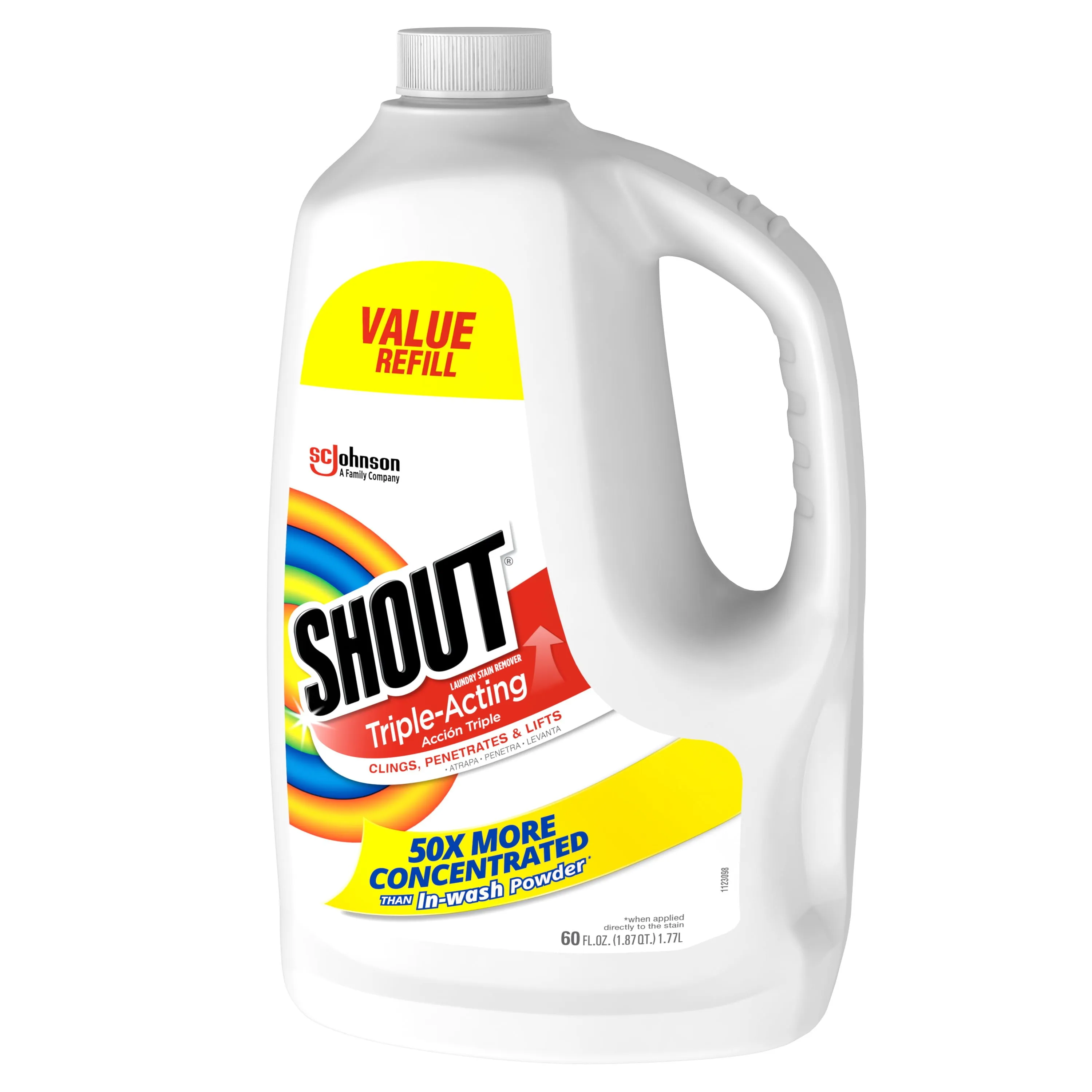 Shout Triple-Acting Refill, Laundry Stain Remover, 60 Ounce