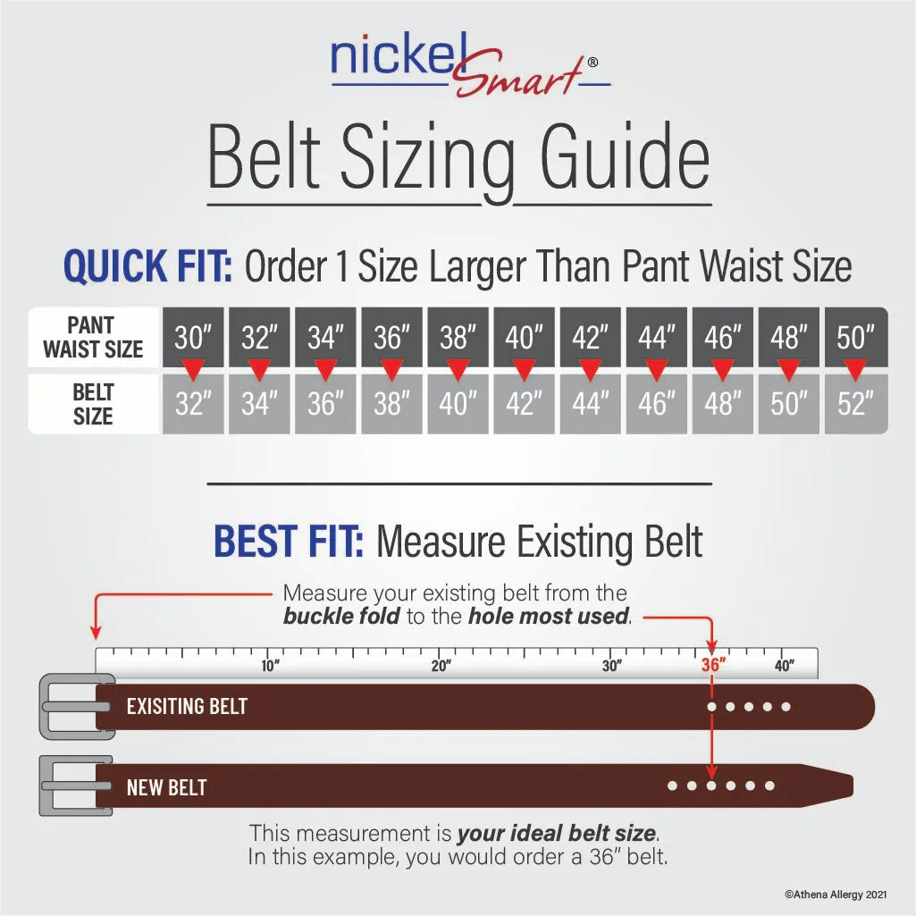 Silver Square Titanium Tan Leather Belt by Nickel Smart®