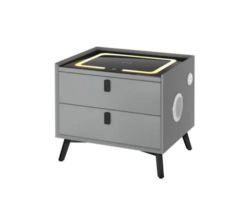 Smart Bedside Table with Wireless Charging - AIKA Grey
