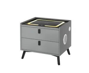 Smart Bedside Table with Wireless Charging - AIKA Grey