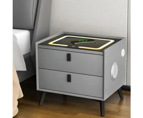 Smart Bedside Table with Wireless Charging - AIKA Grey