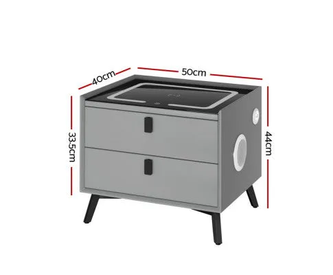 Smart Bedside Table with Wireless Charging - AIKA Grey