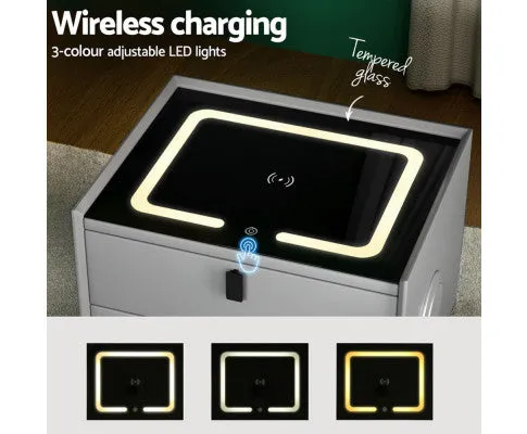 Smart Bedside Table with Wireless Charging - AIKA Grey