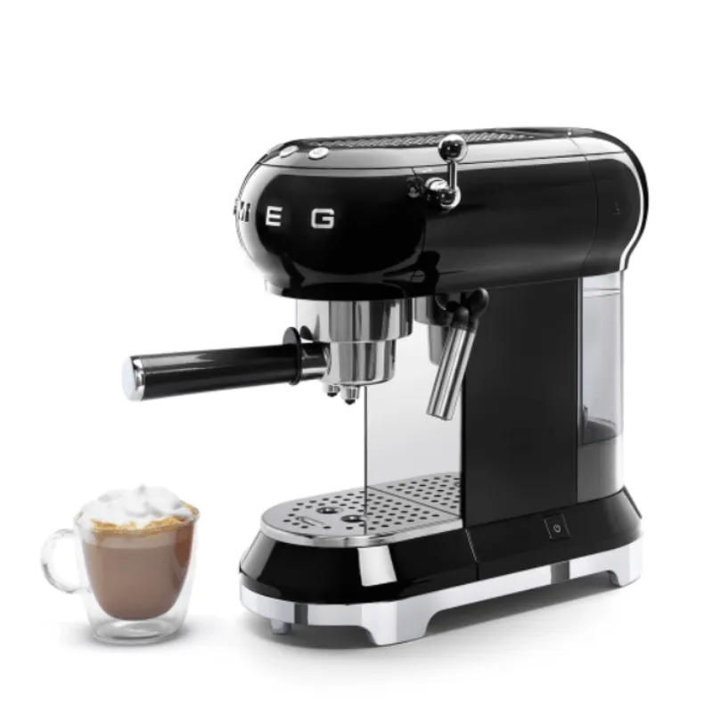 Smeg 50's Style Espresso Manual Coffee Machine Black ECF01BLSA