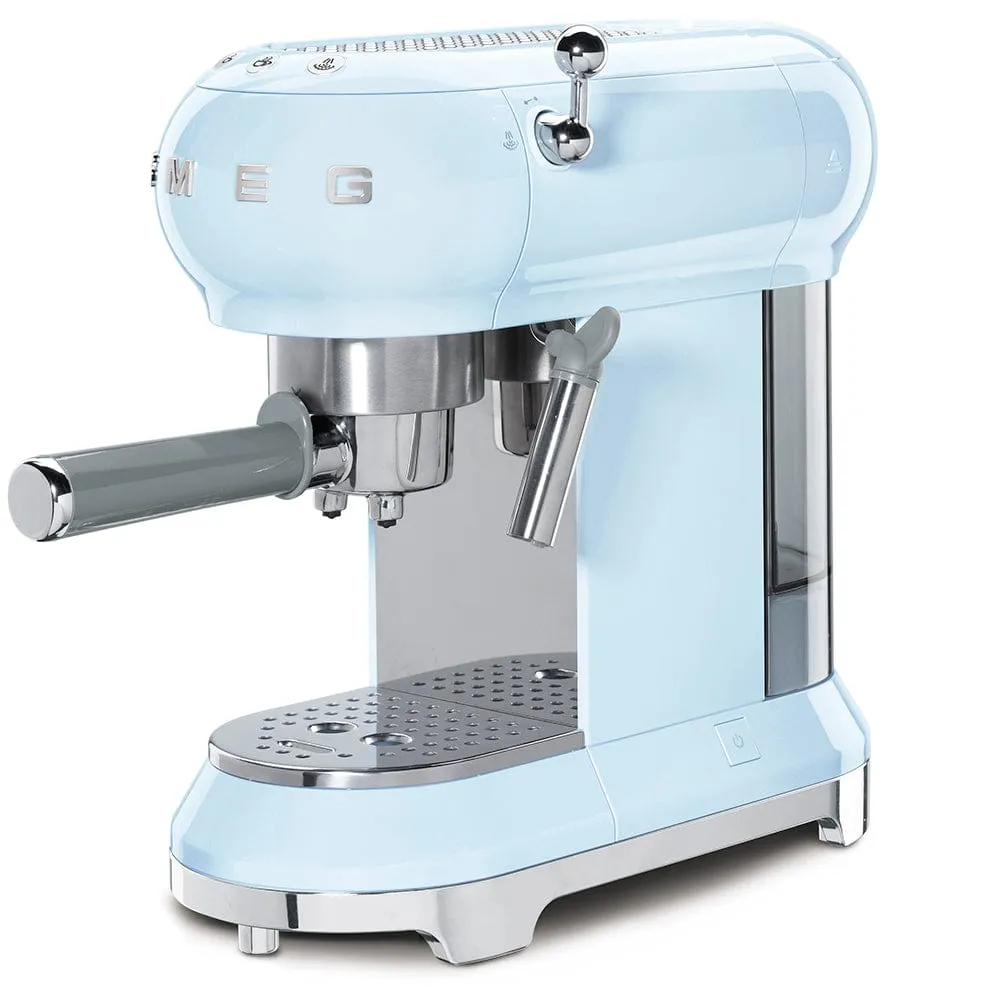 Smeg 50'S Style Espresso Manual Coffee Machine Pastel Blue ECF01PBSA