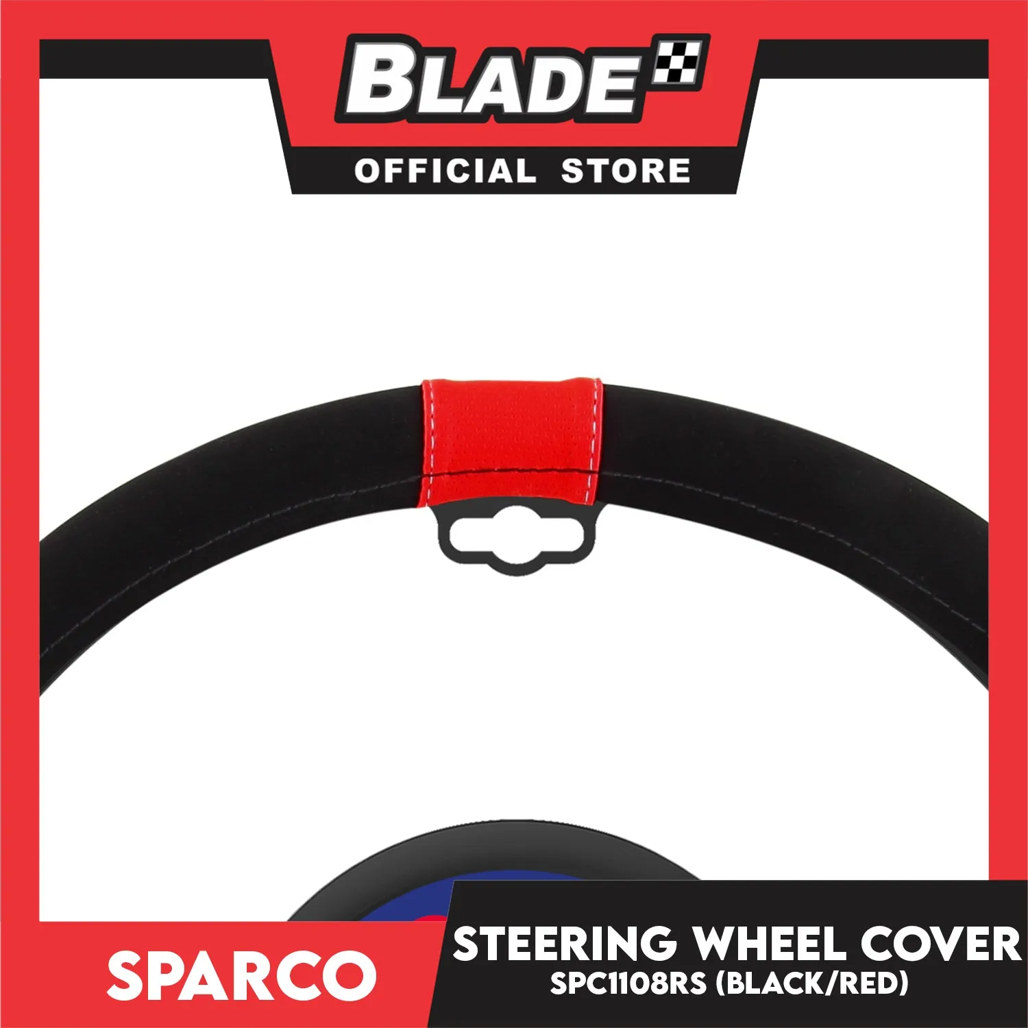 Sparco Steering Wheel Cover SPC1108RS (Black/Red) for Toyota, Mitsubishi, Honda, Hyundai, Ford, Nissan, Suzuki, Isuzu, Kia, MG and more