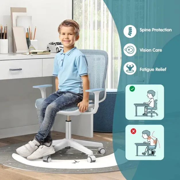Spine Supporting & Breathable Height Adjustable Ergonomic Childrens Desk Chair | Childrens Office Chair | 6-15 Years