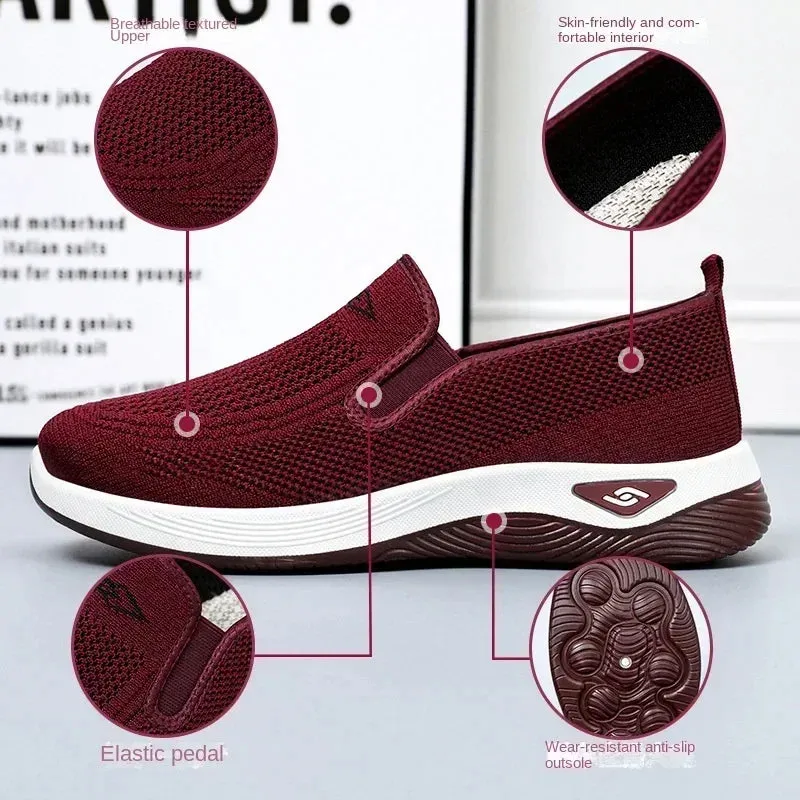 Spring and Autumn Women's Breathable Lightweight Mountaineering Shoes Comfortable Elderly Sports Shoes Casual Mom's Shoes