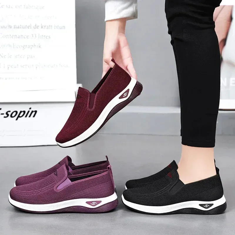 Spring and Autumn Women's Breathable Lightweight Mountaineering Shoes Comfortable Elderly Sports Shoes Casual Mom's Shoes