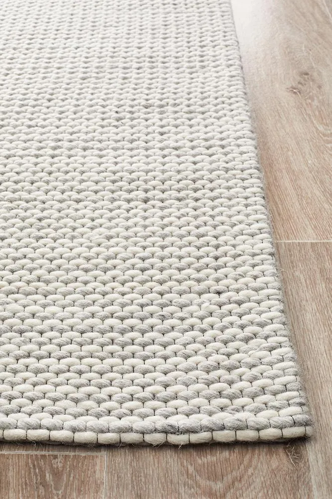 Studio Oskar Felted Wool Striped Rug Grey White