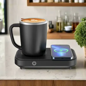 ThermoLuxe | 3-in-1 Smart Mug Warmer with Wireless Charging