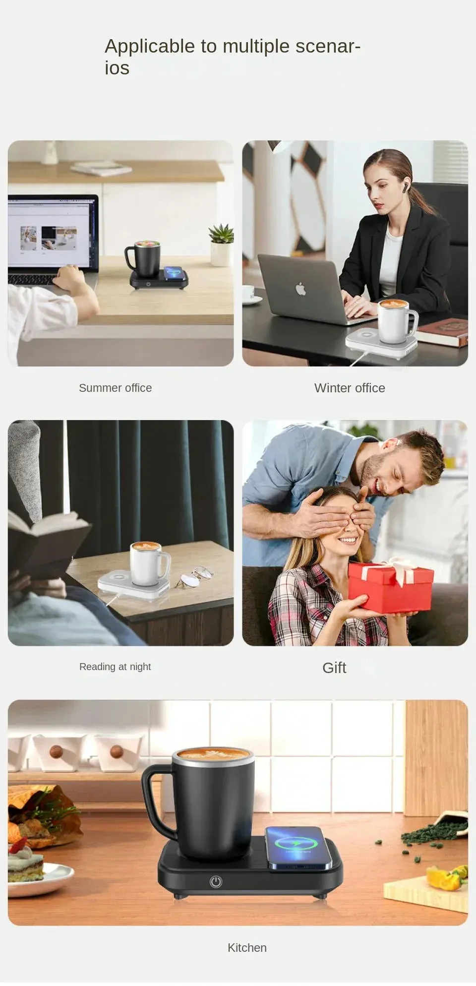 ThermoLuxe | 3-in-1 Smart Mug Warmer with Wireless Charging