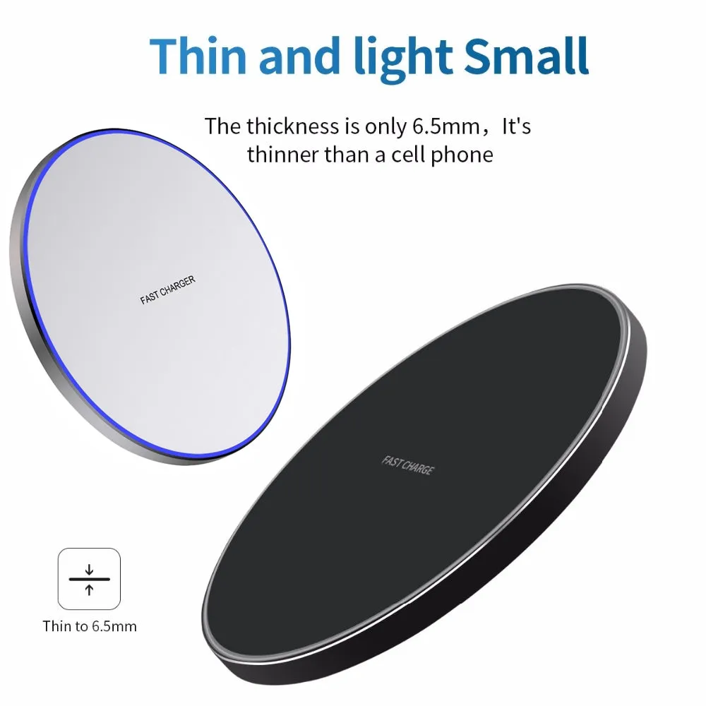 Thin QI Wireless Fast Charger Mobile Phone Wireless Fast Charging Pad for iPhone SANSUNG white