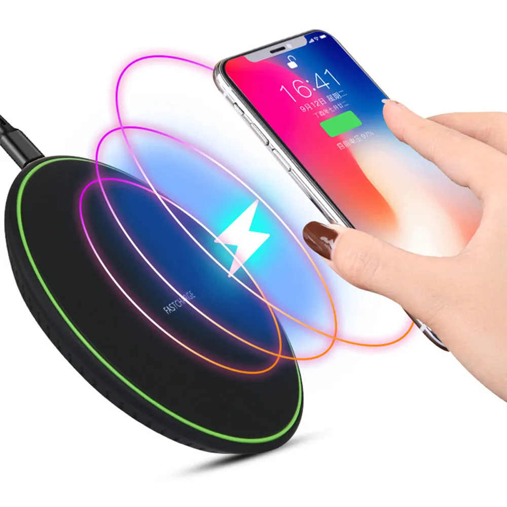 Thin QI Wireless Fast Charger Mobile Phone Wireless Fast Charging Pad for iPhone SANSUNG white
