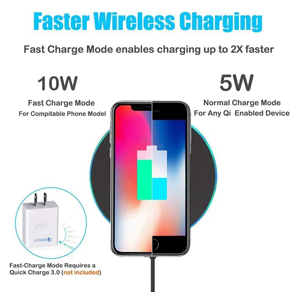Thin QI Wireless Fast Charger Mobile Phone Wireless Fast Charging Pad for iPhone SANSUNG white