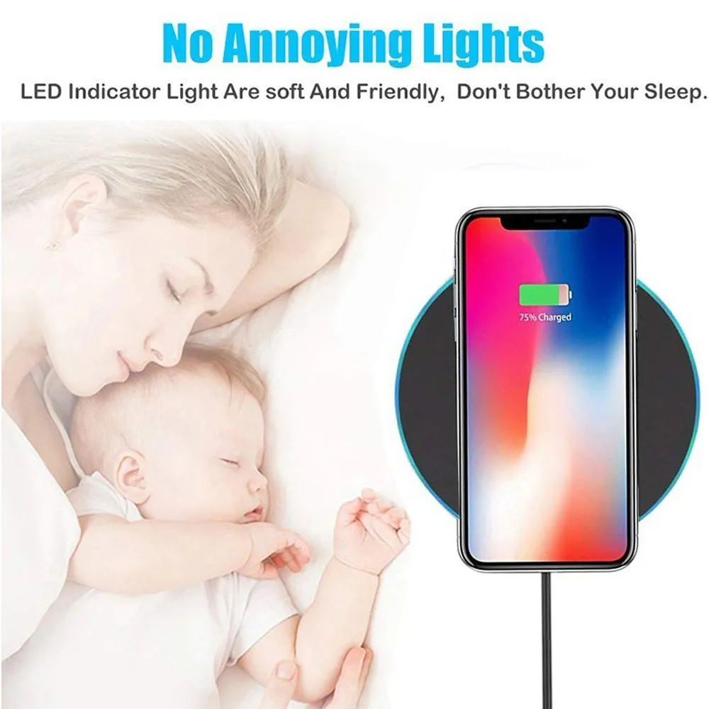 Thin QI Wireless Fast Charger Mobile Phone Wireless Fast Charging Pad for iPhone SANSUNG white