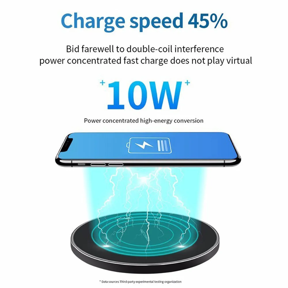 Thin QI Wireless Fast Charger Mobile Phone Wireless Fast Charging Pad for iPhone SANSUNG white