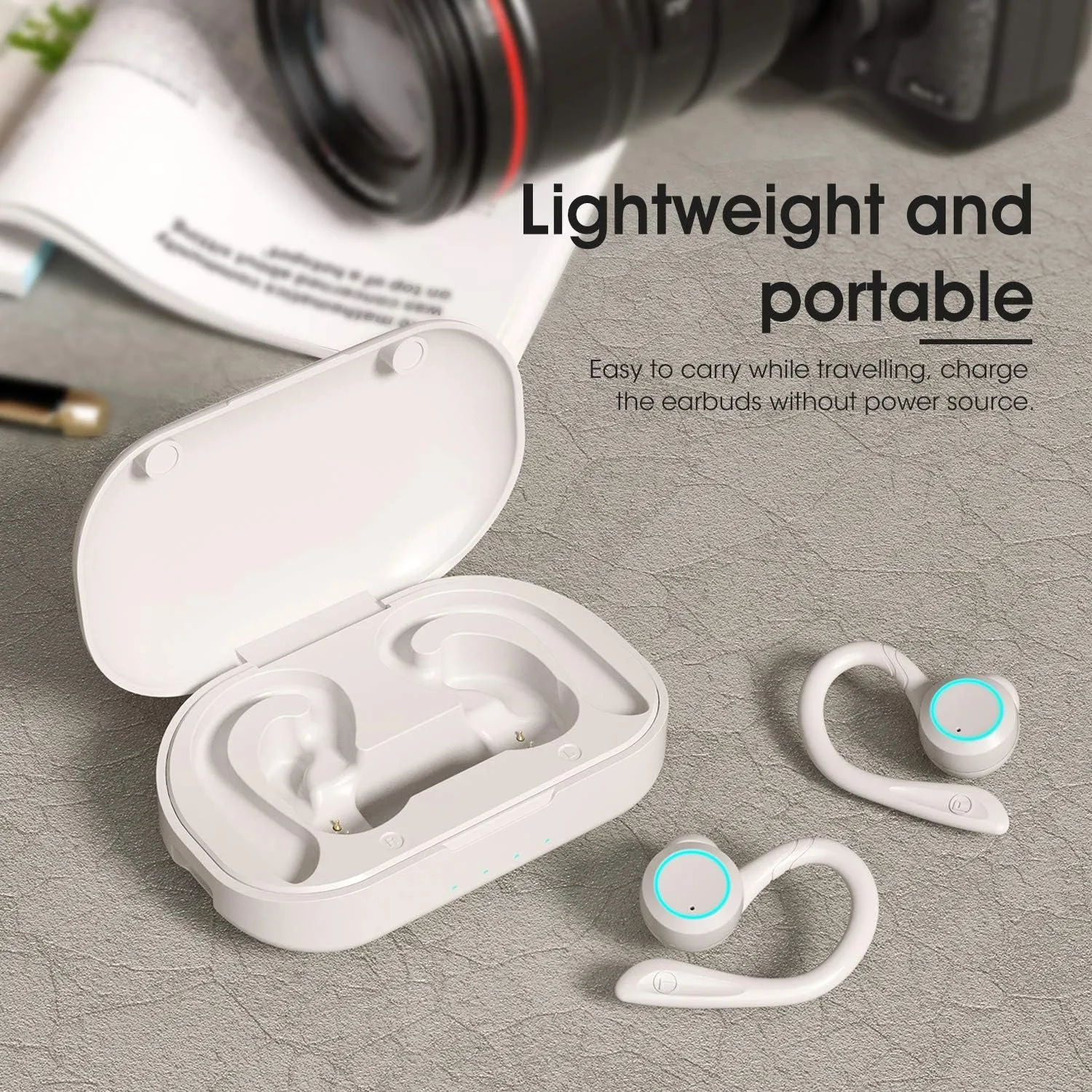 True Wireless Earbuds with Charging Case IPX 7 Waterproof over Ear Bluetooth Headphones