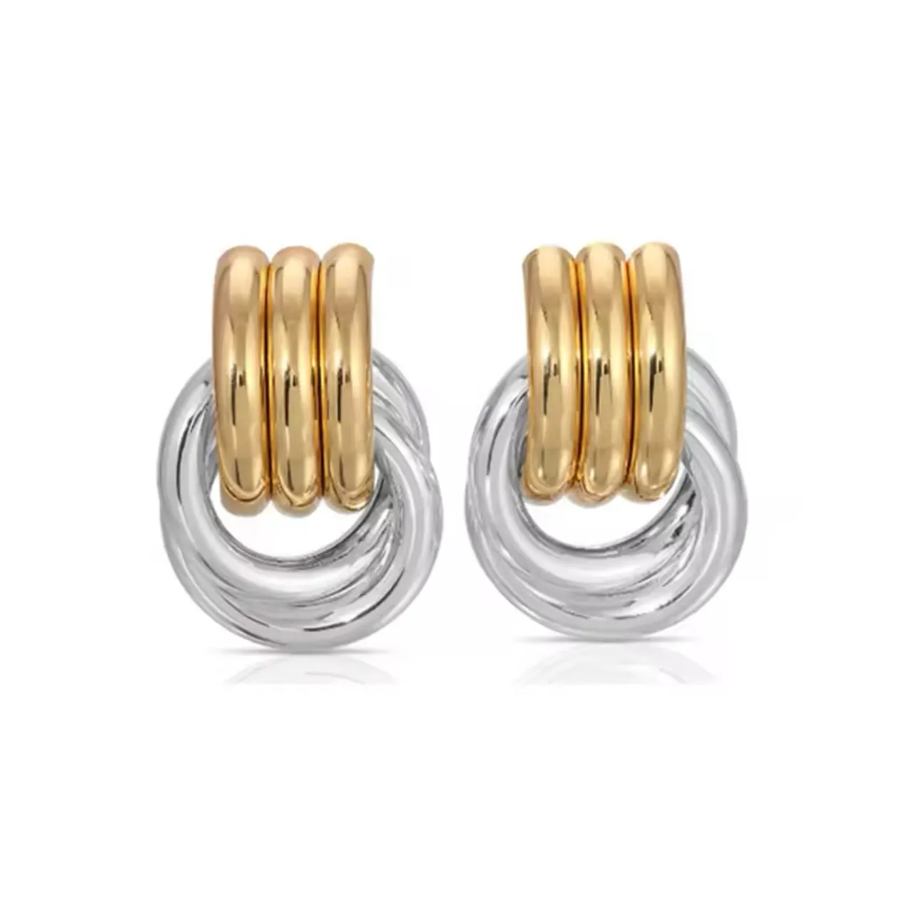 Two Tone Open Circle Earrings