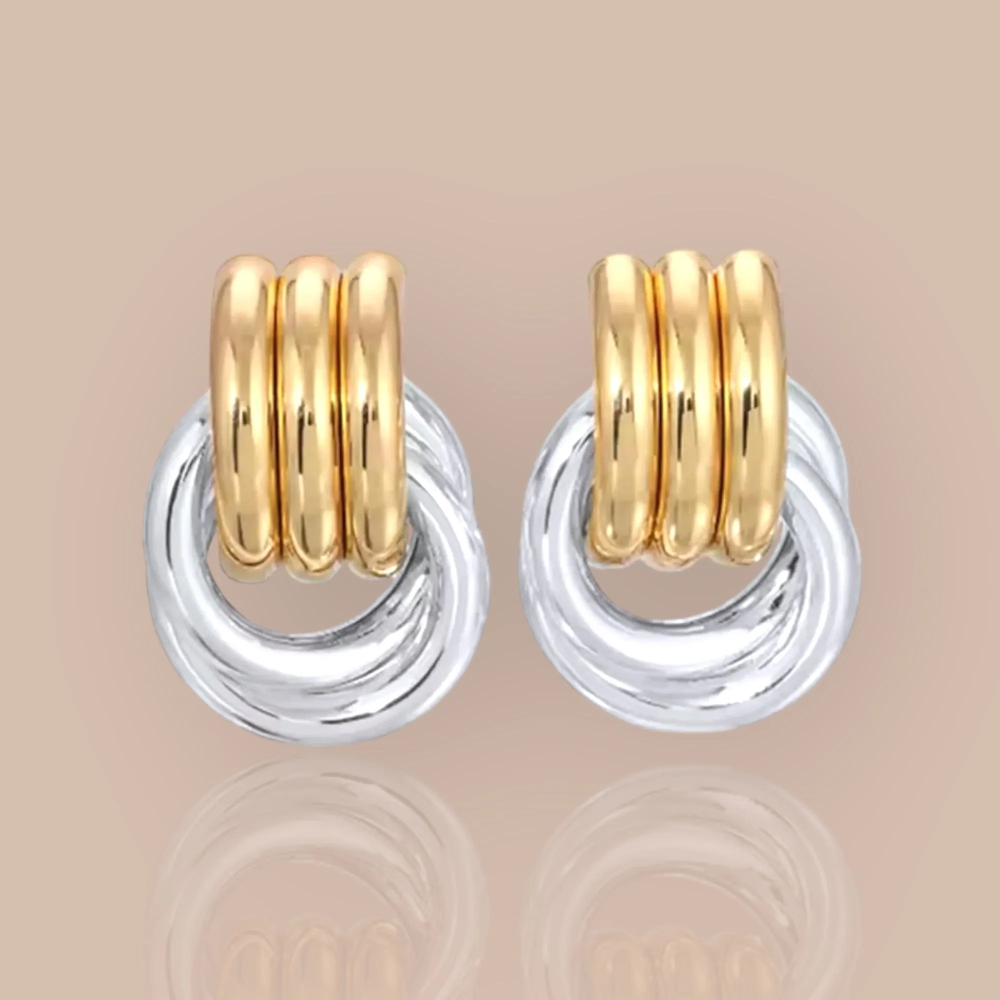 Two Tone Open Circle Earrings