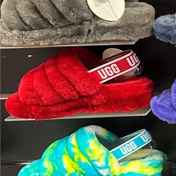 UGG Kids Fluff Yeah Slide- Ribbon Red