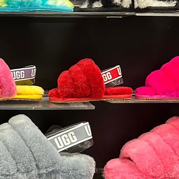 UGG Kids Fluff Yeah Slide- Ribbon Red