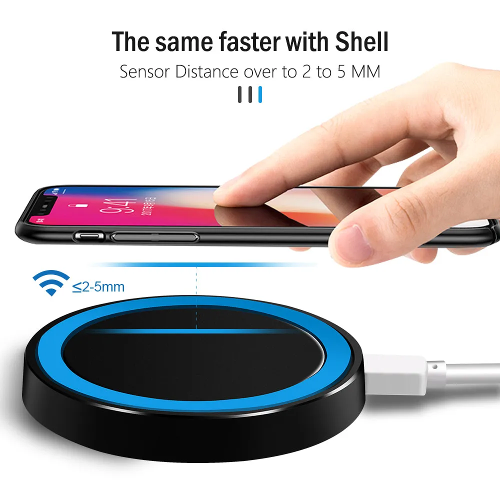 Universal Small Thin Round Wireless Charger For QI Standard Mobiles Wireless Charging Black red